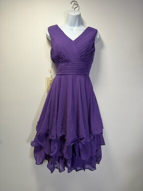 Sleeveless Purple High-Low Pleated Chiffon Dress
